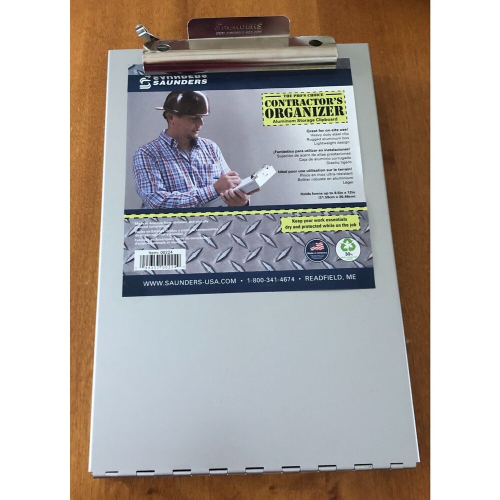 Saunders Contractors Organizer Alumnium Storage Clipboard Lightweight Steel Clip